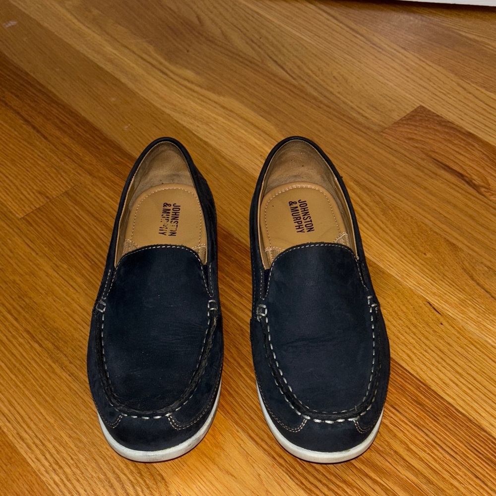 Boys Johnston & Murphy Navy Blue Slip-On Loafers